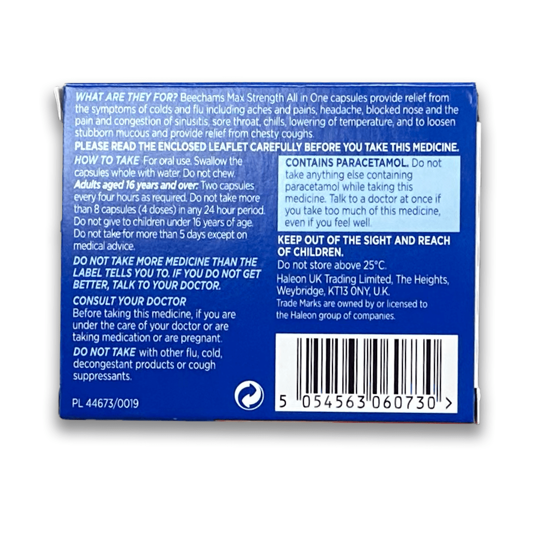 Beechams MAX Strength All - in - One Capsules - Rightangled