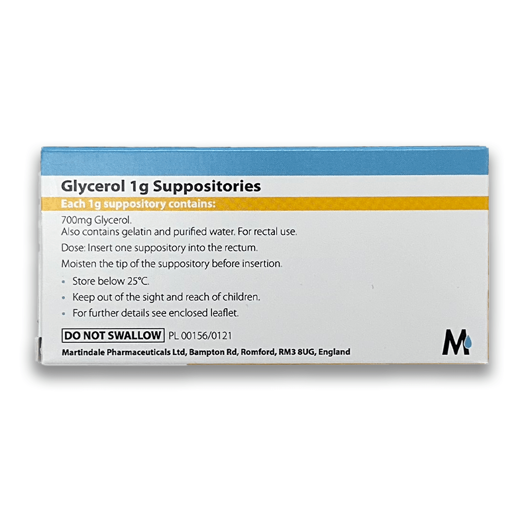 Glycerol 1g For Constipation Infant Size – 12 Suppositories (Brand May Vary) - Rightangled