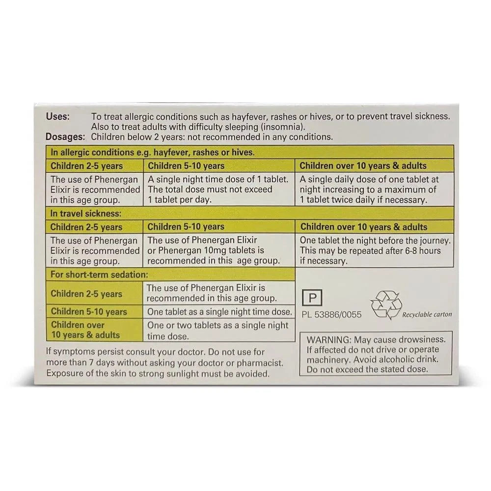 Phenergan 25mg Tablets - Rightangled