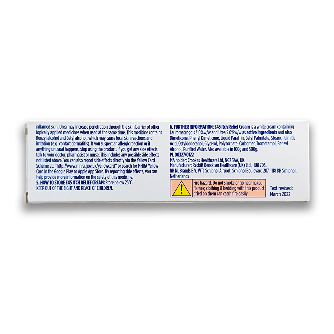 E45 Itch Relief 50g Cream - Rightangled