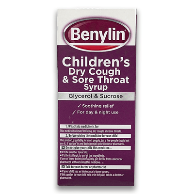 Benylin Children's Dry Cough & Sore Throat Syrup - Rightangled