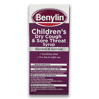 Benylin Children's Dry Cough & Sore Throat Syrup - Rightangled