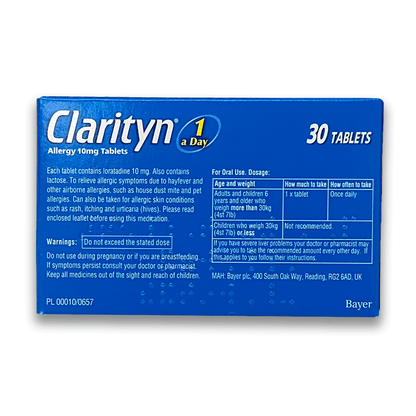 Clarityn Allergy 10mg - 30 Tablets - Rightangled