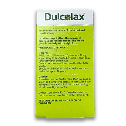 Dulcolax 10mg 12 Suppositories - Rightangled