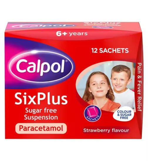 Calpol SixPlus Sugar Free Suspension Strawberry Flavour 6+ Years 12x5ml sachets - Rightangled